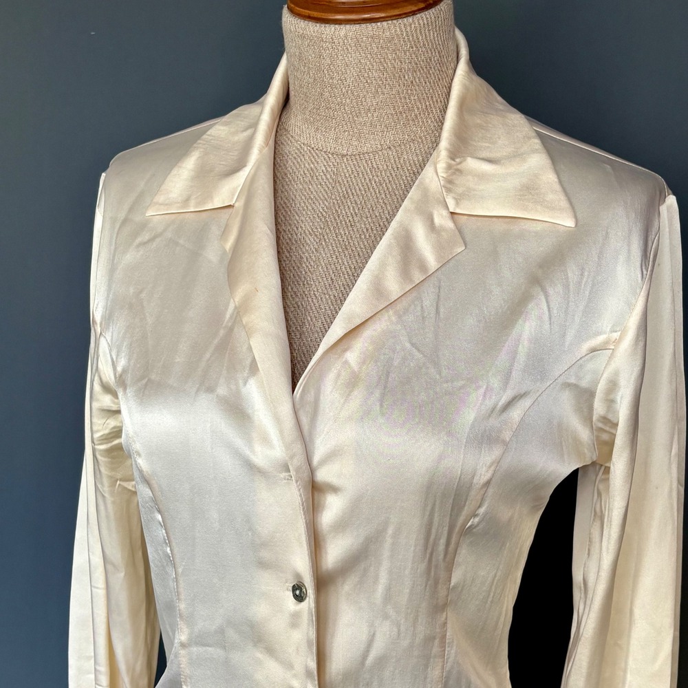 New w Tags - 1990s Todd Oldham Cream Silk Blouse | Size Small | Rare Deadstock